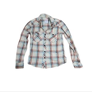 Topo Designs Womens yellow cream Mountain plaid shirt button up size S outdoor